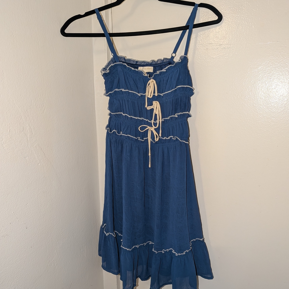 Royal Blue Ruffle-Trim Dress